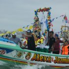 Referencial. El año pasado, decenas de embarcaciones se sumaron a la procesión en el cantón.