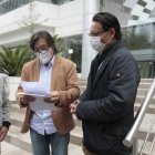 César Montúfar y Fernando Vilavicencio acudieron este miércoles a la Corte Constitucional.