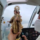Hecho. El sobrevuelo con la figura religiosa se realizó la mañana de hoy jueves 16.