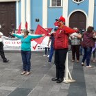 Un plantón en la plaza San Francisco, de maestros, este 20 de julio.