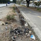 Hecho. Así permanecen algunos tramos de vía a la costa, con basura y plástico cerca de la arteria.