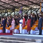 Los funcionarios de Gobierno en la ceremonia por el 10 de agosto, en Quito.