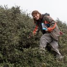 Katya Romoleroux en una investigación de campo en un bosque de la especie Polylepis, un tipo de arbusto de la zona alta andina del Ecuador.