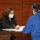 La jueza Daniella Camacho, durante la audiencia de formulación de cargos.