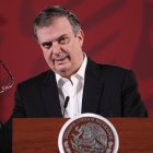 El secretario de Relaciones Exteriores (SRE), Marcelo Ebrard, participa en una rueda de prensa matutina en el Palacio Nacional de Ciudad de México (México)