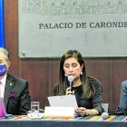 Decisión. Las explicaciones sobre el veto total al Código estuvieron a cargo del ministro Juan Carlos Zevalllos y la secretaria Johana Pesántez.