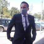 Cristian Romero, abogado de Jacobo Bucaram, al ingreso a la Fiscalía de Flagrancia.