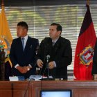 Tribunal. Los jueces Iván León (d) e Iván Saquicela (i), miembros del tribunal que sentenció en el caso Sobornos.