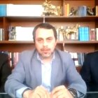 El expresidente del Consejo Directivo del IESS, Paúl Granda, durante una rueda de prensa.