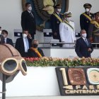 Acto. El presidente Lenín Moreno y el ministro de Defensa Oswaldo Jarrín.