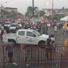 Agentes de la seguridad municipal llegaron a disipar la aglomeración.