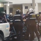 Momento en el que fue agredido el comerciante.