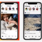 Instagram renovó su pantalla de inicio (derecha), moviendo algunas pestañas, mientras agrega nuevos botones para carretes y compras.