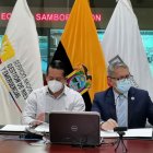 Las autoridades en la rueda de prensa virtual desde el ECU 911.