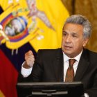 En la imagen, el presidente ecuatoriano, Lenín Moreno, quien anunció el pasado lunes la adopción de un nuevo estado de excepción de 30 días y un toque de queda de 15 días.