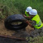 Militares neutralizando los pasos ilegales hallados en Tumbes.