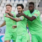 Luis Alberto (centro) celebra con Felipe Caicedo (derecha) y Ciro Immobile (izquierda) el primer gol del partido.