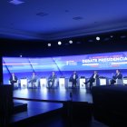 La primera parte del debate presidencial organizado por la Cámara de Comercio de Guayaquil y la Universidad Espíritu Santo reunió a siete candidatos.