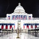 Una vista del capitolio en los preparativos antes de la posesión de Biden.