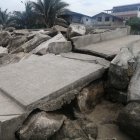 En este estado quedaron los muros de protección en Libertador Bolívar, en Santa Elena.