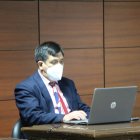 Diligencia. El fiscal Wilson Toainga durante la audiencia de apelación de María Alejandra Vicuña.