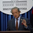 El ministro de Defensa de Ecuador, Oswaldo Jarrín, durante una rueda de prensa en el ministerio de Defensa.