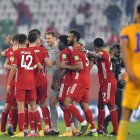 Los integrantes del  Bayern Munich celebran el gol de Pavard.