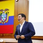 El candidato correísta cumple una agenda en Estados Unidos desde días pasados.