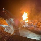 Incinerada. Una avioneta incinerada en el sector de San Lorenzo, Esmeraldas.
