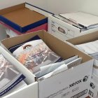 Una parte de los paquetes con actas con supuestas inconsistencias que entregó hoy, 20 de febrero de 2021, el movimiento Pachakutik al Consejo Nacional Electoral