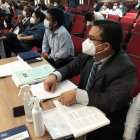 Diligencia. El fiscal Eduardo Díaz, de la Unidad de Fedoti, acudió a la audiencia de delincuencia organizada contra 16 personas.