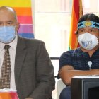 Los dirigentes Guillermo Herrera y Marlon Santi, de la Izquierda Democrática y Pachakutik, respectivamente, acudieron a la reunión.