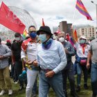 Yaku Pérez encabezó este 26 de febrero una marcha y una vigilia en los exteriores del Consejo Nacional Electoral.