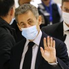 Former French president Nicolas Sarkozy (C) arrives at the court for his trial on corruption charges in the so-called "wiretapping affair" in Paris, France, 10 December 2020 (reissued 01 March 2021).