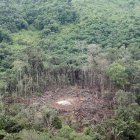 Vista aérea del lugar del bombardeo del 1 de marzo de 2008, realizado por fuerzas colombianas en el que murió el segundo de las FARC, Raúl Reyes, en Angostura, provincia de Sucumbios en zona fronteriza con Colombia.