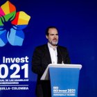 El presidente del BID, Mauricio Claver-Carone, duranta la reunión del organismo, que tuvo lugar en Barranquilla (Colomba), la semana pasada.