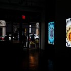 New York (United States), 25/03/2021.- A general view of digital NFT artworks during a press preview at the grand opening of Superchief Gallery NFT, a physical gallery dedicated exclusively to NFT (non-fungible tokens) artwork in New York, USA, 25 March 2021. The Superchief Gallery opens with the "Season One Starter Pack" exhibition, featuring a daily rotation of art installations displayed on high resolution 4K screens. (Abierto, Estados Unidos, Nueva York) EFE/EPA/JASON SZENES