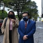 Los representantes de Acción Jurídica Popular en una reciente comparecencia en la Fiscalía.