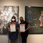 Xiomara Errázuriz (izq.) y Roxana Suárez compartieron el primer lugar en el Salón de la Mujer.