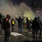 Protesters gather outside outside the Brooklyn Center Police Department, in response to a fatal officer involved shooting; in Brooklyn Center, Minnesota, USA, 12 April 2021. A Brooklyn Center police officer identified as Kim Potter fatally shot 20-year-old Daunte Wright during a traffic stop on the afternoon of 11 April 2021.