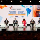 El rey Felipe VI y la secretaria general iberoamericana, Rebeca Grynspan presiden el XIII Encuentro Empresarial Iberoamericano, que tiene lugar en Andorra este martes, en el marco de la XXVII Cumbre Iberoamericana.