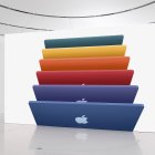 Apple muestra la línea completamente nueva de iMac con una variedad de colores vibrantes durante un evento especial en Apple Park en Cupertino.