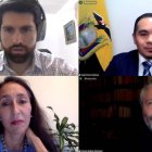 Los panelistas del evento virtual desarrollado en el país, entre ellos el defensor público de Ecuador, Ángel Torres Machuca (Der. arriba).