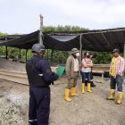 Uniformados y técnicos realizaron el operativo en un predio de la zona.