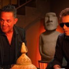 Alejandro Sanz y Andrés Calamaro en la sesión de fotos de "Flaca".