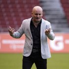Pablo Repetto reacciona tras una decisión arbitral durante el partido entre Liga de Quito y Aucas, el domingo 16 de mayo de 2021 en el Rodrigo Paz Delgado