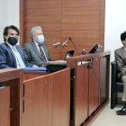 Diligencia. Germán Rodas durante el juzgamiento cumplido este lunes.