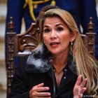 La expresidenta de Bolivia, cuando gobernaba. Hoy guarda prisión, acusada de terrorismo y otros cargos