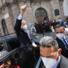 El presidente electo junto a su vicepresidente Alfredo Borrero estuvieron en Quito el 19 de mayo de 2021 recibiendo sus acreditaciones.