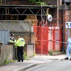 Policía cerca del British Black Lives Matter donde la activista Sasha Johnson fue disparada este 24 de mayo de 2021.